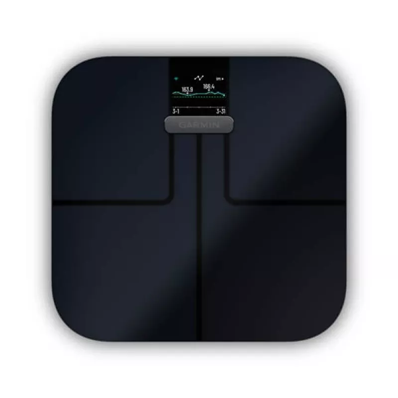 Elektroninen henkilövaaka GARMIN Index S2 — musta, max. 181,4 kg, Wi‑Fi/Bluetooth, kehonkoostumus