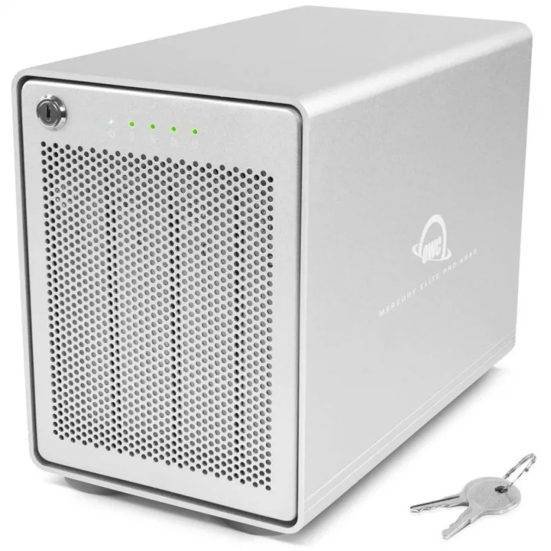Mercury Elite Pro Quad, levykotelo hopea, USB 3.2 Gen 2, RAID-valmis