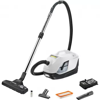 Kärcher DS 6 lattiapölynimuri — kuivapuhdistus, 650 W, 2 l pölykapasiteetti, HEPA 13, 10,2 m toimintasäde, teleskooppiputki