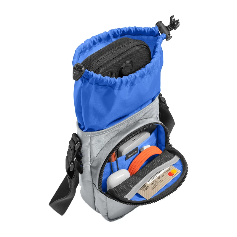 Kantolaukku Tomtoc GameOn-G50 Switch 2 JoyCarry Sling harmaa Nintendo Switch -lisävarusteille