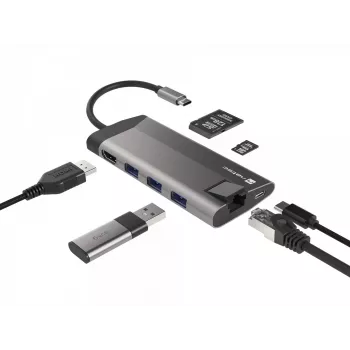 NATEC Fowler Plus USB Type-C musta harmaa MicroSD SD -keskitin