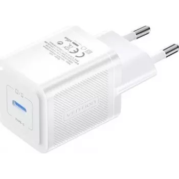 Vention matkalaturi FEPW0-EU – 20W USB-C sisätilan AC-laturi älypuhelimelle, tabletille, älykellolle, kuulokkeille, valkoinen