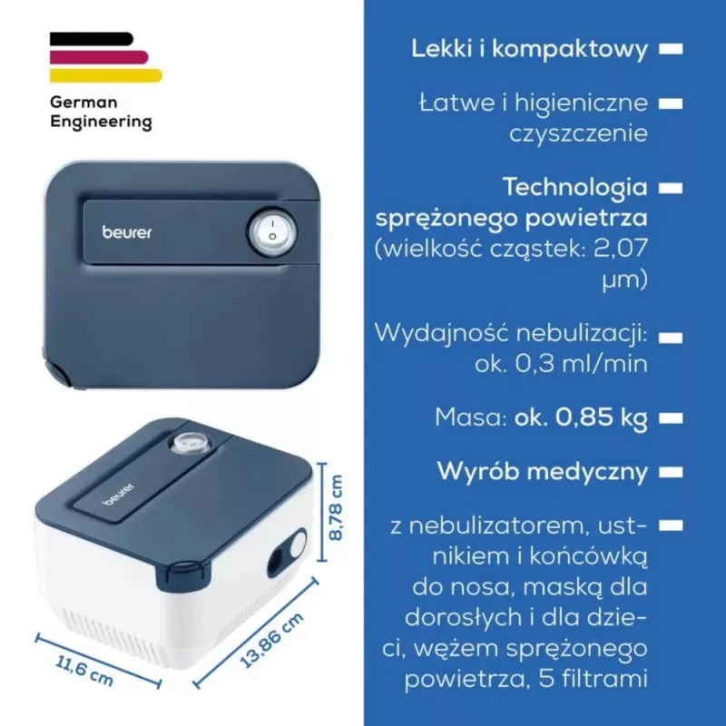 Kannettava inhalaattori Beurer IH16 sumutin astmalle ja hengitysterapiaan