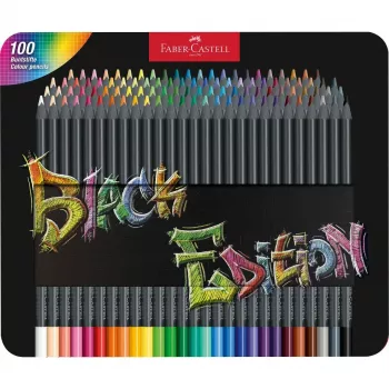 Faber-Castell Black Edition värikynät, 100 kpl metallirasia (116490)