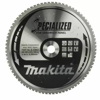 MAKITA PYÖRÖSAHANTERÄ 355x30x80Z ERIKOISVALMISTETTU SANDWICH-LEVYILLE