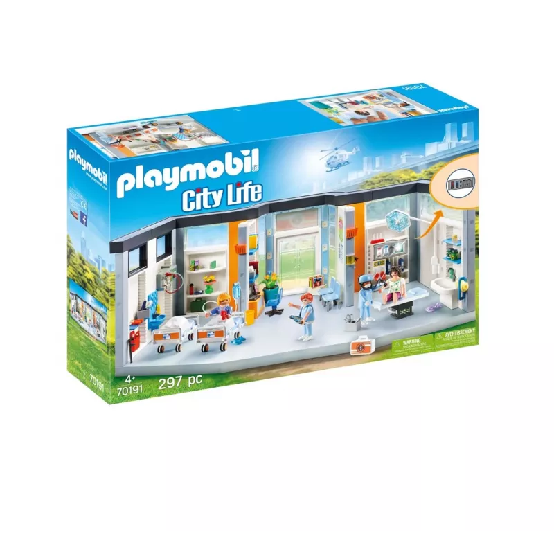 Leikkifiguuri Playmobil 70191 kalustettu sairaalasiipi 297 palaa