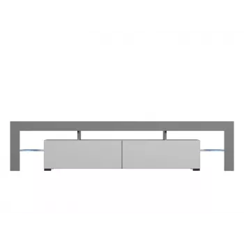 TV-taso Cama Meble TORO 200 — 2000×350×410 mm, harmaa lastulevykansi, harmaa/valkoinen kiiltävä