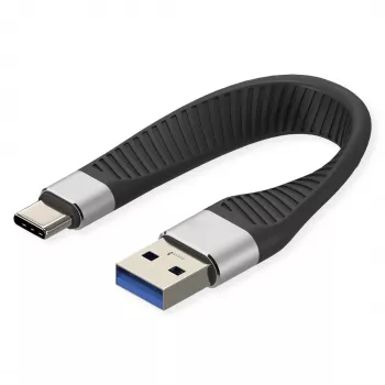 ROLINE USB 3.2 Gen 2 silikonikaapeli C-A ST/ST 10Gbit/s Emark musta 11 cm 11 - kaapeli - digitaali/data