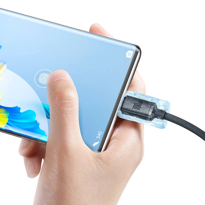 Baseus Crystal Shine kaapeli USB-USB-C, 100W, 2m (musta)