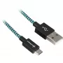 USB 2.0 -kaapeli, USB-A-pistoke > Micro-USB-pistoke (musta/vaaleansininen, 3 metriä, päällystetty)