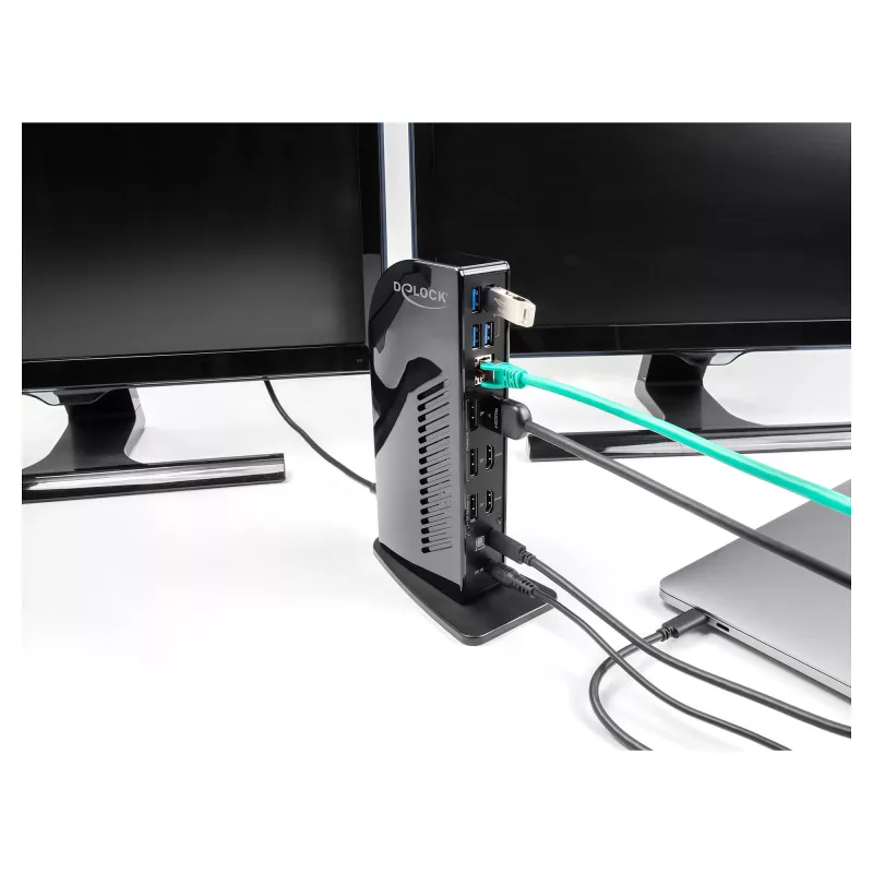DeLOCK USB Type-C Triple Display -telakointiasema 4K USB-keskitin LAN ääni PD 96W