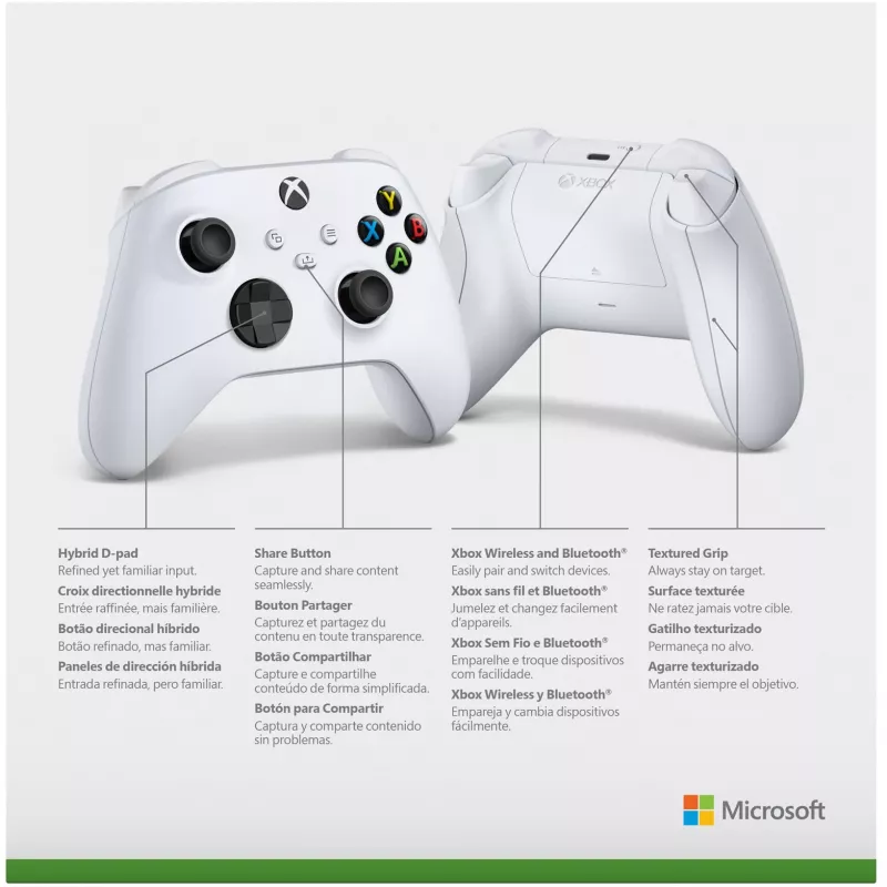 Microsoft Xbox Wireless Controller - peliohjain - langaton - Bluetooth - Robot White - PC:lle, Microsoft Xbox One, Android, Microsoft Xbox Series S, Microsoft Xbox Series X