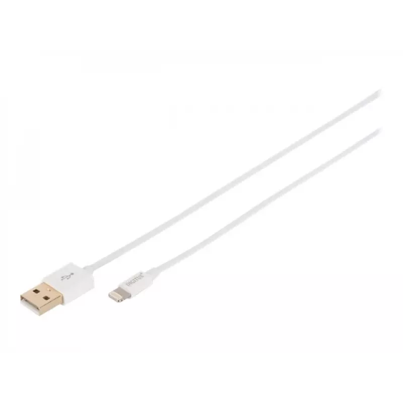 DIGITUS - Lightning-kaapeli - Lightning (M) - USB (M) - 1,0 m - kaksoiseristys - valkoinen - valettu - Apple iPad/iPhone/iPod (Lightning) (DB-600106-010-W)