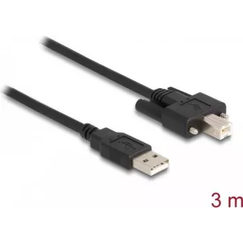 DeLOCK kaapeli USB 2.0 Type-A uros - Type-B uros ruuveilla 3 m