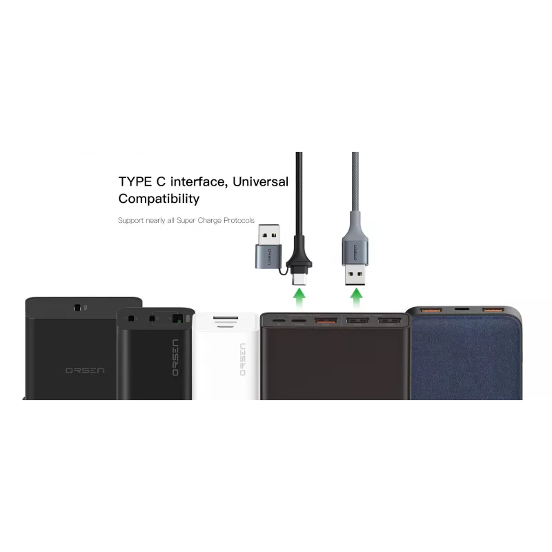 USB Type-C 2-in-1 -kaapeli Orsen S8, 5A, 1,5 m (pikalataus/tiedonsiirto)
