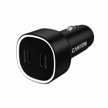 Autolaturi CANYON OnDrive 60 PD 60W 2xUSB-C — 60W teho, 2 USB-C-liitäntää, musta
