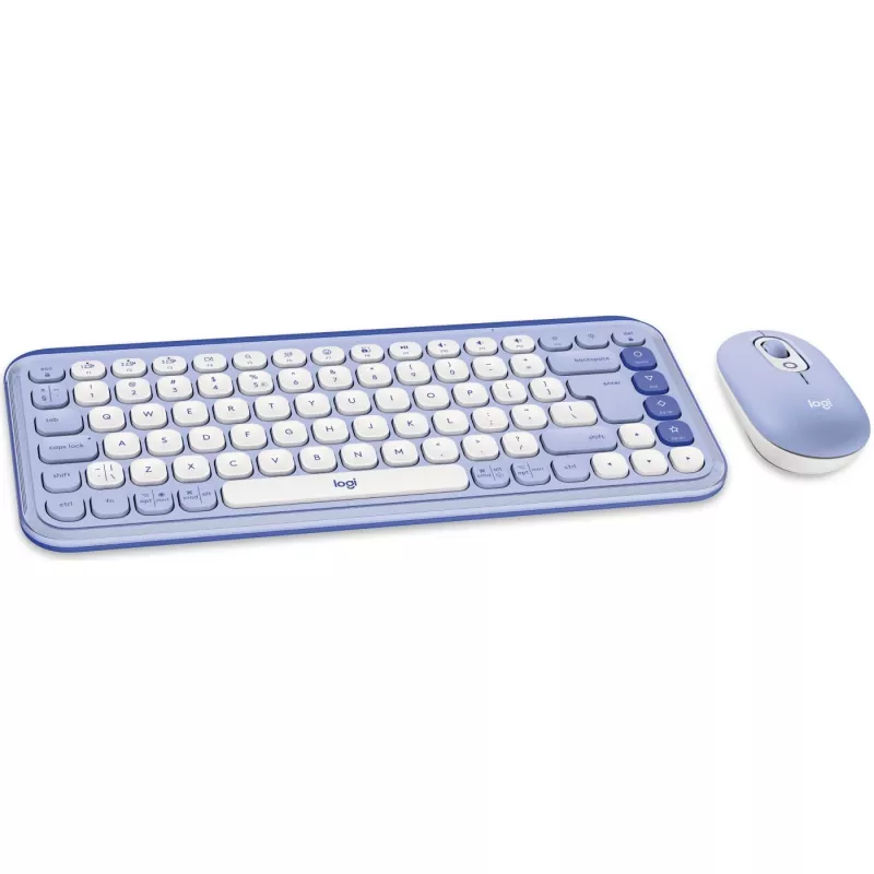 Logitech POP Icon Combo - näppäimistö- ja hiirisarja - langaton - Bluetooth LE - QWERTY - US International - lila, luonnonvalkoinen (920-013078)