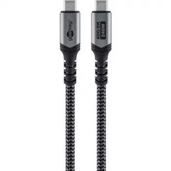 Goobay USB-C-kaapeli punotulla päällyksellä, USB4, 240 W, 40 Gbit/s, Power Delivery, 1,5 m (1,50 m, USB 4.0, 240 W), USB-kaapeli