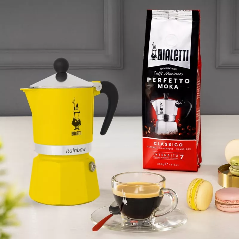 Mokkapannu Bialetti Rainbow musta keltainen