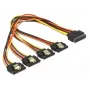 Delock 60157 SATA-virran jatkojohto, SATA 15-pin (uros) lukittava – 4x SATA 15-pin (naaras), 0,3 m, musta/keltainen/punainen/oranssi