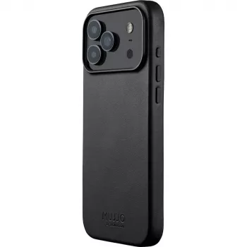Mujjo Full Leather Case -kotelo iPhone 17 Pro Max musta