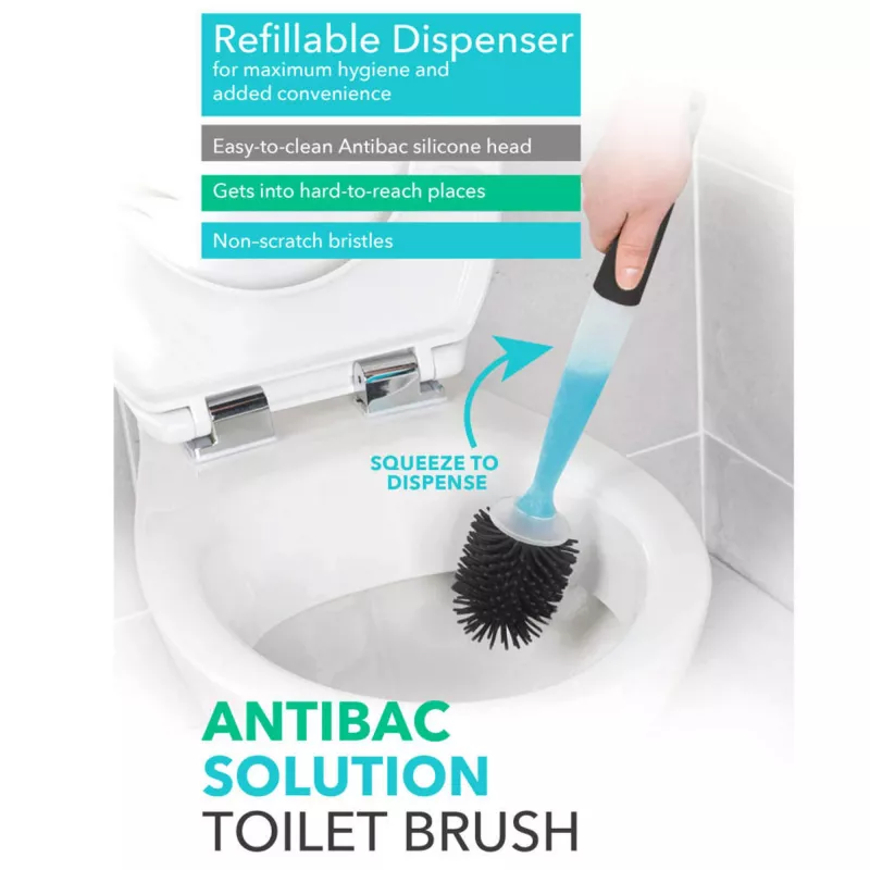 WC-harja Beldray LA033996UFFEU7 Antibac harmaa, antibakteerinen WC:n puhdistusharja