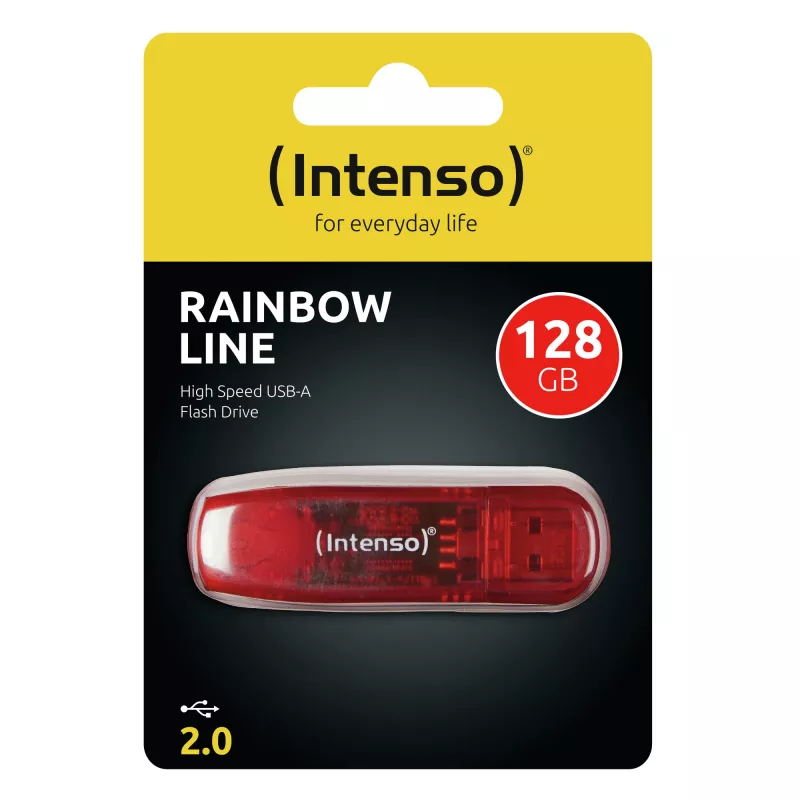 USB-muistitikku Intenso 128 GB USB Type-A 2.0 Punainen Läpinäkyvä