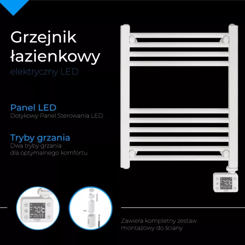 LED sähköinen kylpyhuonepatteri | AD 7823 | patteri | 400 W | valkoinen | IP24