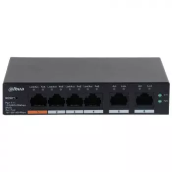 Dahua Technology DH-CS4006-4GT-60 verkkokytkin hallittava L2 Gigabit Ethernet (10/100/1000) Power over Ethernet (PoE) musta