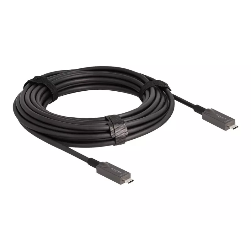 DeLOCK aktiivinen optinen USB-C video + data + PD -kaapeli 10 m musta