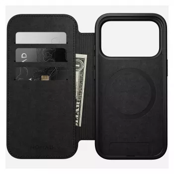 Nomad Modern Leather Folio nahkainen foliopuhelinkotelo iPhone 17 Pro – ruskea, sopii 6,3