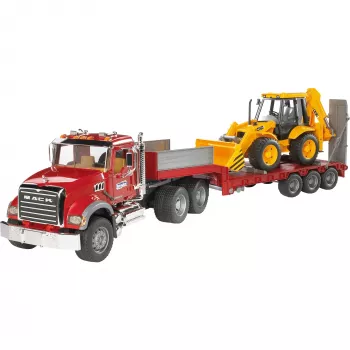 Lelu-puoliperävaunu JCB 4CX -varusteilla, BRUDER, malli BR-02813, ABS-rakenne, monivärinen