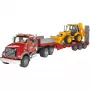 Lelu-puoliperävaunu JCB 4CX -varusteilla, BRUDER, malli BR-02813, ABS-rakenne, monivärinen