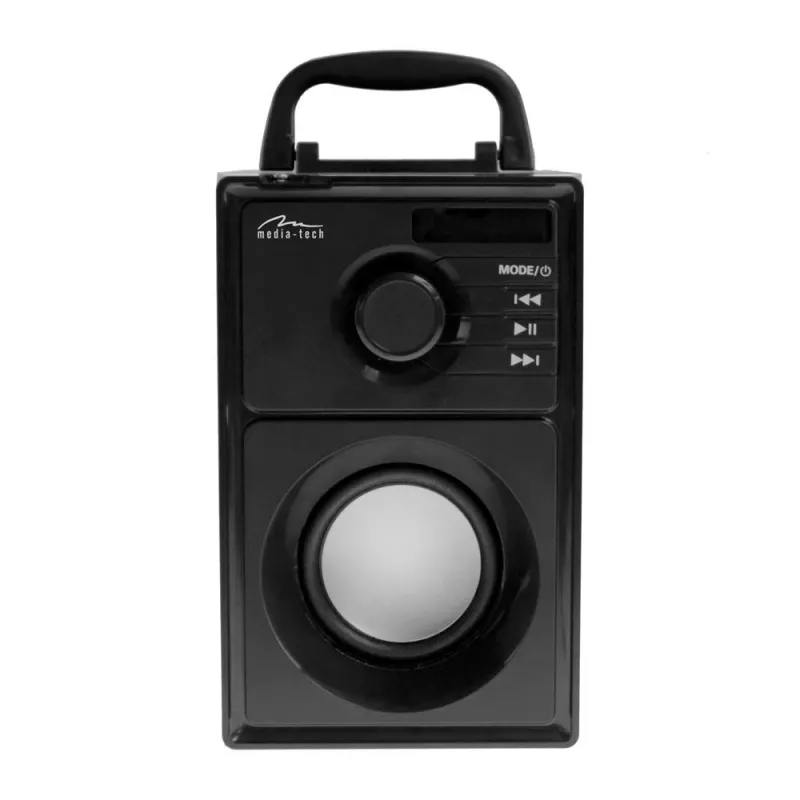 Kannettava kaiutin MEDIA-TECH MT3179, 20 W (RMS 15 W), Bluetooth 5.1, FM, MicroSD, USB, AUX, Li-Ion, 6 h, puukotelo