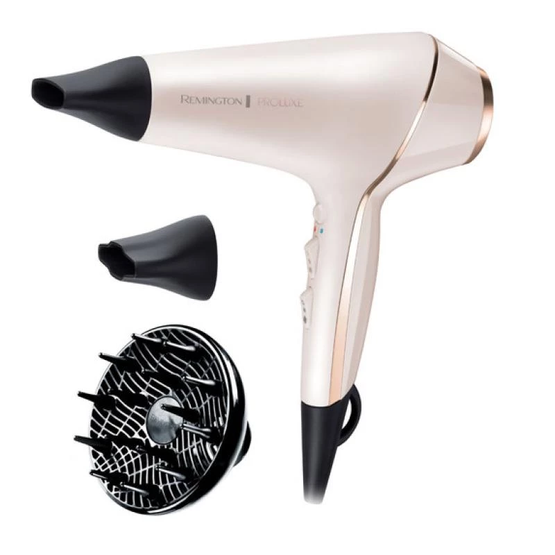 Remington Proluxe Ionic hiustenkuivaaja diffuusorilla ja keskitinsuuttimella kulta