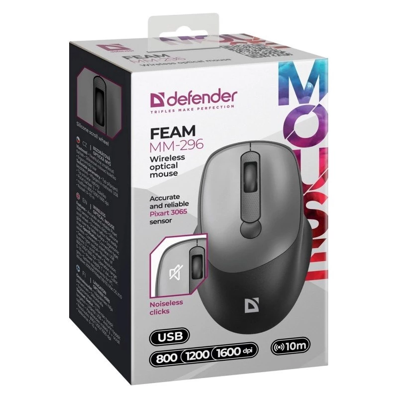 Langaton hiiri Defender Silent Click Feam harmaa 52298