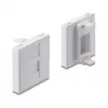 Napsautettava 45×45 mm Keystone-moduulikansi DELOCK Easy 45 1 portille, ABS, valkoinen, pölysuojuksella