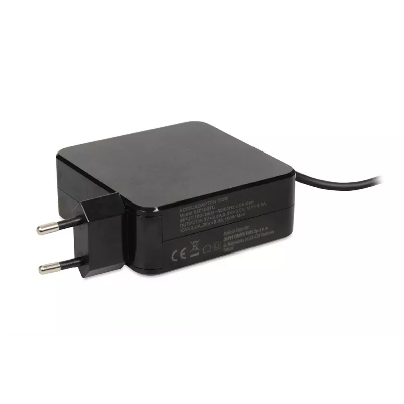 iBOX IUZ100TC yleislaturi kannettavalle tietokoneelle, USB-C Power Delivery 100 W, E-mark-siru