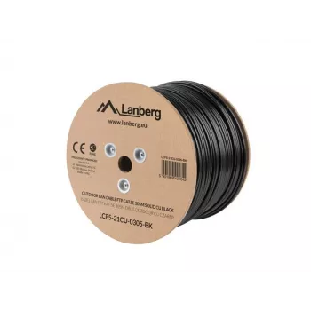 LANBERG verkkokaapeli Cat5e LCF5-21CU-0305-BK, F/UTP kupari, 305 m, 24 AWG, PE-vaippa, musta