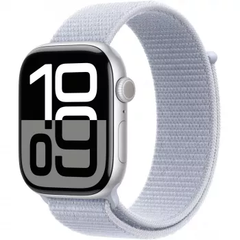 APPLE Watch Series 10 GPS 46 mm hopeinen alumiinikuori Blue Cloud Sport Loop -rannekkeella