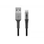 Goobay 49269 USB-A–Lightning-kaapeli, 2 m, tekstiilipäällyste, metalliliittimet, MFi-sertifioitu, USB 2.0, tähtiharmaa/hopea
