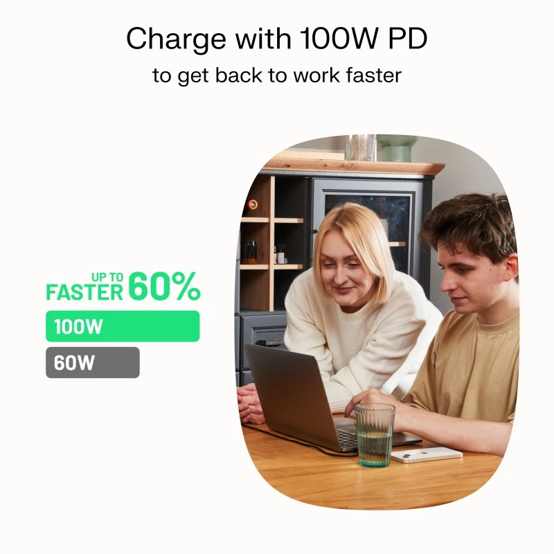 Kaapeli USB-C-USB-C PowerStream 100W punottu 1,2m valkoinen