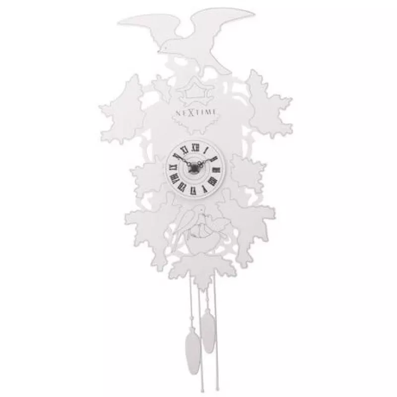 NeXtime kello 2988 Cuckoo Weeble, 41x21 cm, seinäkello, valkoinen