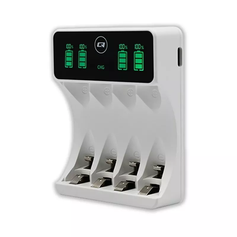 QOLTEC akkulaturi 50848 NiMH AAA (R03)- ja AA (R6) -kennoille LCD-näytöllä