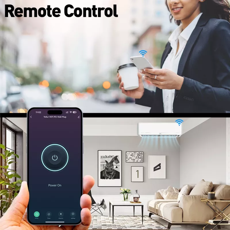 Älykäs WLAN-seinäpistoke Tellur TLL331531 – 3600 W 16 A, WLAN-kaukosäätö