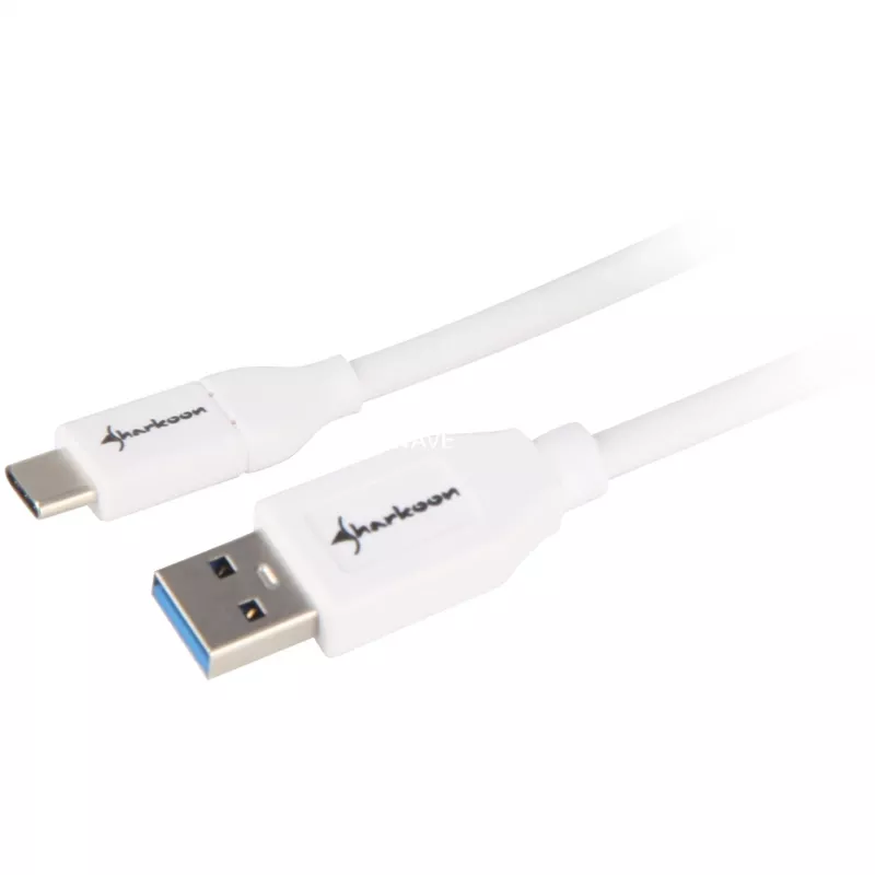USB 3.2 Gen 2 kaapeli, USB-A uros > USB-C uros (valkoinen, 1 metri)