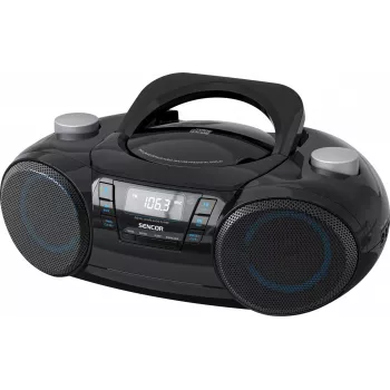 Kannettava Bluetooth-boombox SENCOR SPT4710B — 20 W kokonaisteho, Bluetooth 5.3, CD/USB/UKW, paristo- tai verkkovirta
