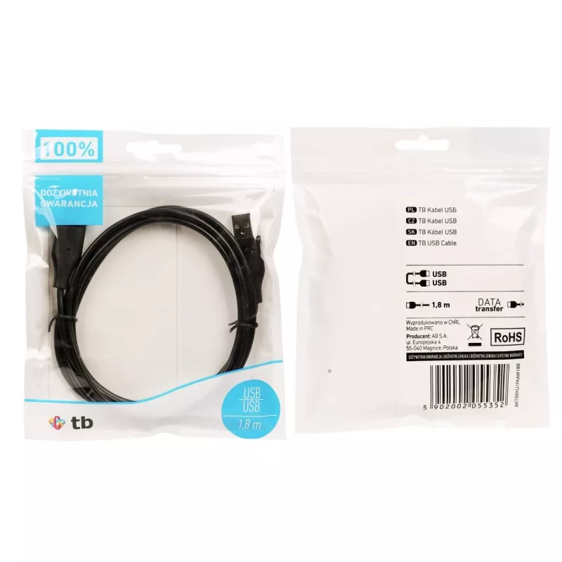 USB AM-AM -kaapeli 1.8 musta