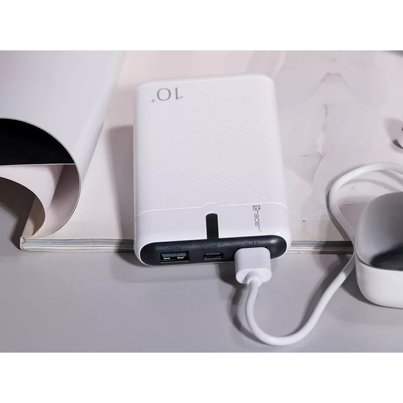 Powerbank EnerGo 10000mAh valkoinen-musta