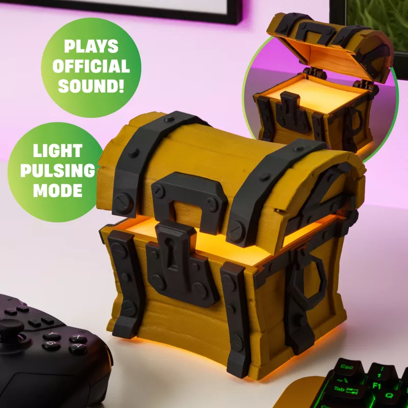 Pöytävalaisin Paladone Fortnite Chest Light – teemallinen LED-koristevalaisin